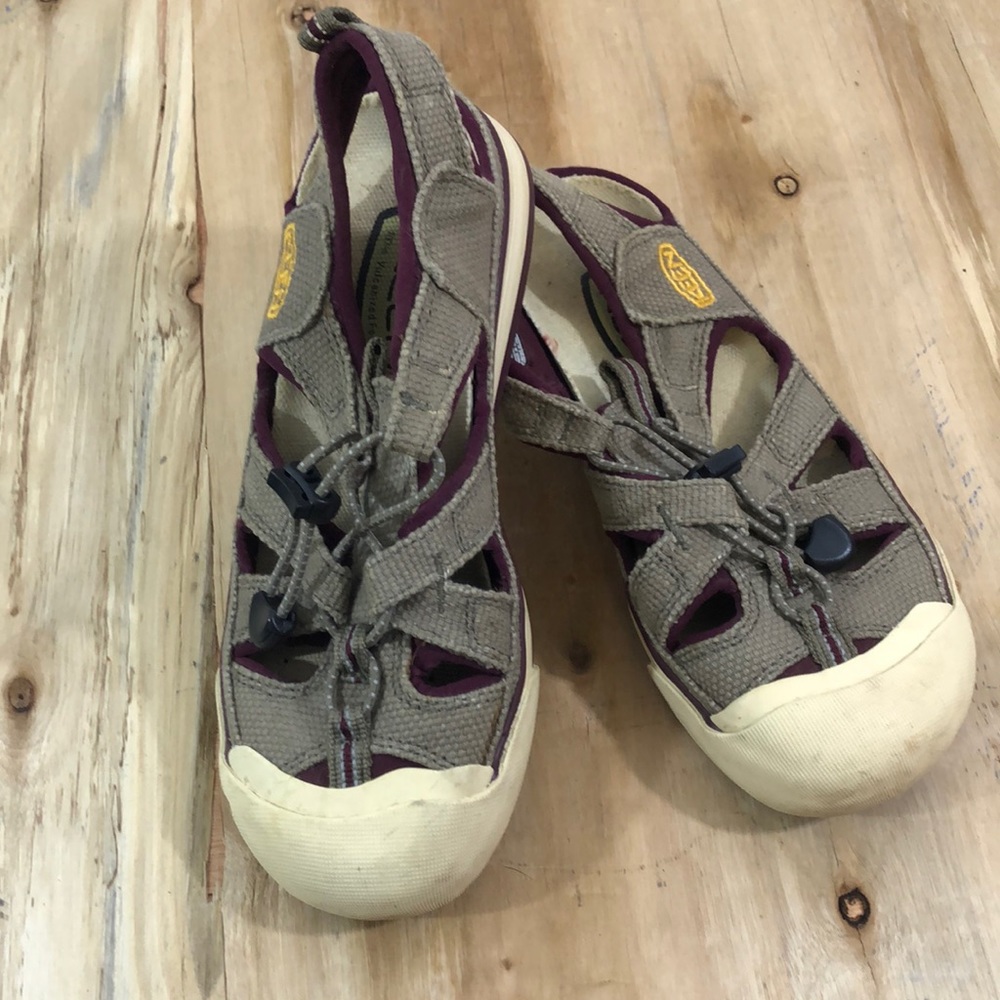 KEEN Coronado Bungee Sandal Canvas Tan & Burgundy 37 6.5 - Picture 6 of 6
